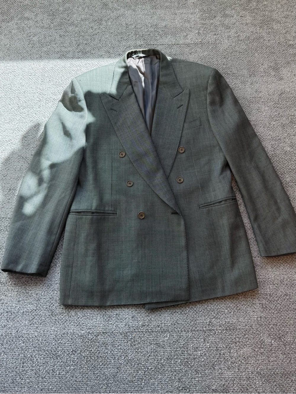 Vintage Canali Milano Double Breasted Lead Gray Pure Wool Blazer EU 50 Italy